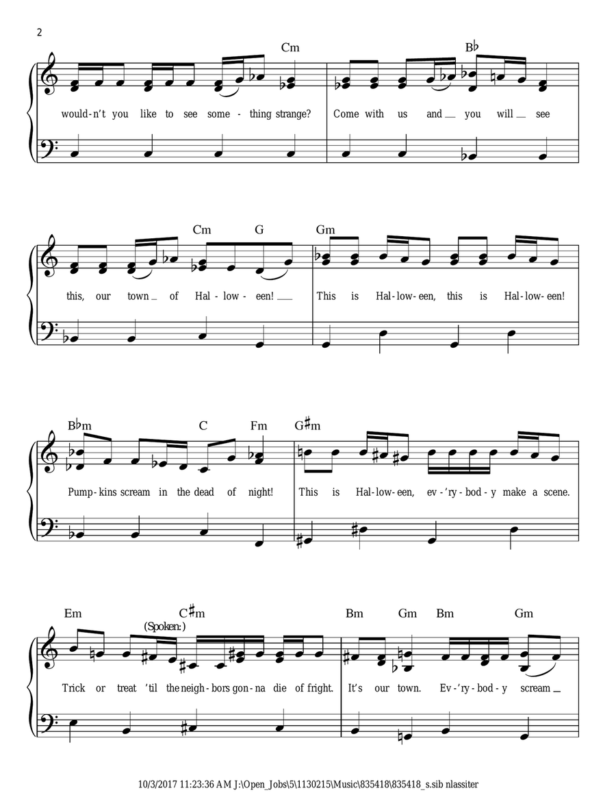This Is Halloween (from The Nightmare Before Christmas) Easy Piano scores gallery preview page 2