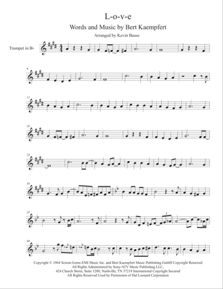 L-O-V-E Trumpet Solo scores gallery preview page 1
