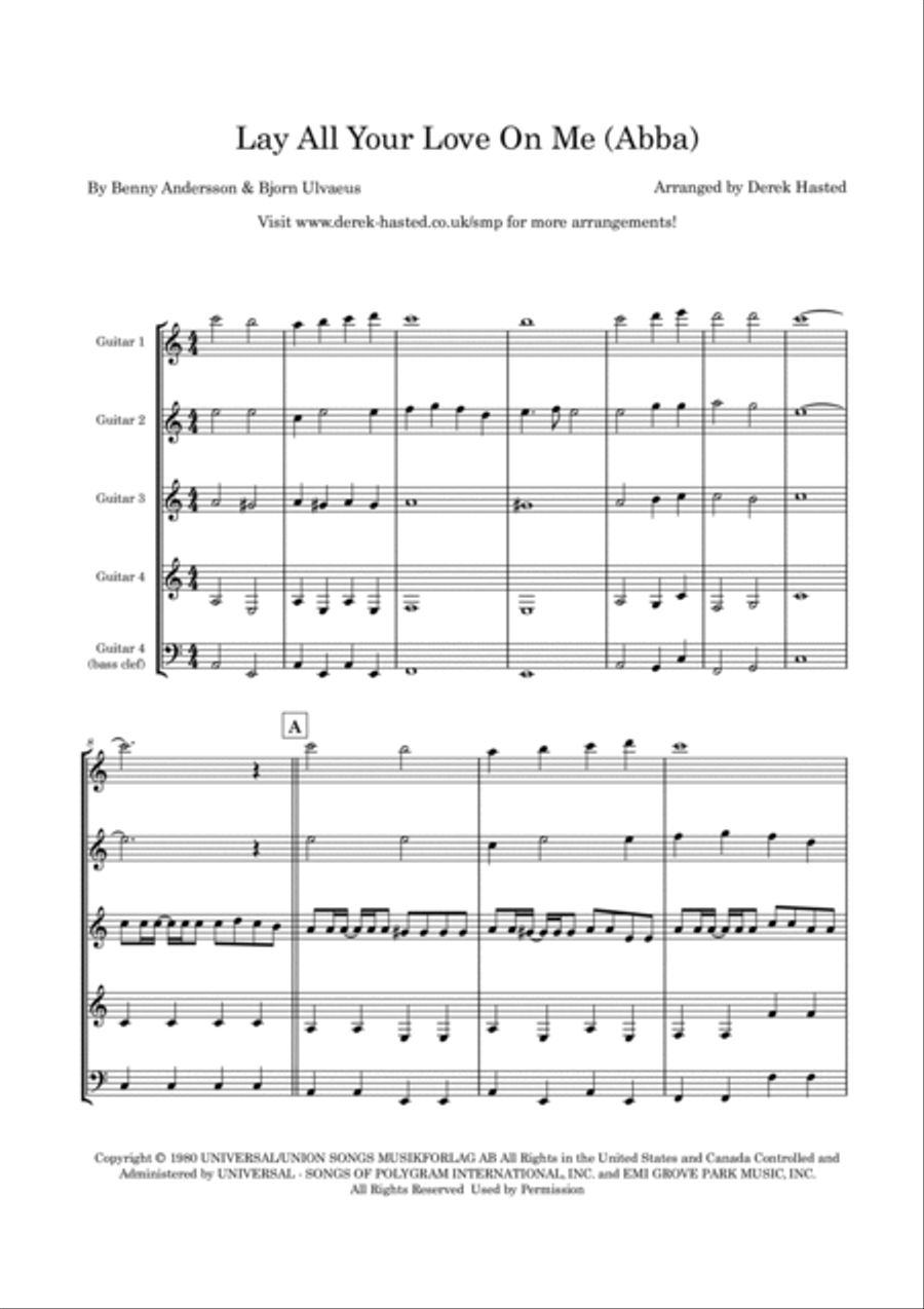 Lay All Your Love On Me Guitar Ensemble scores gallery preview page 4
