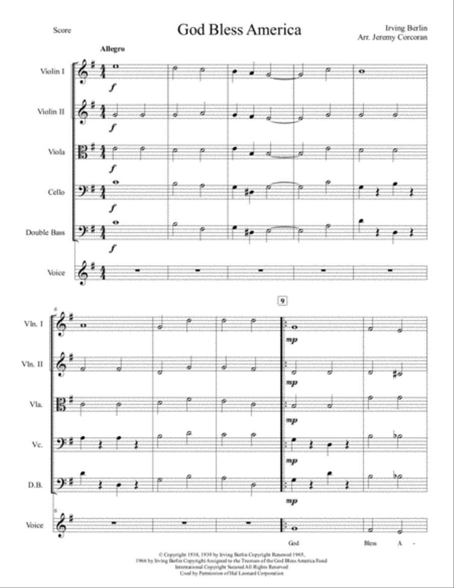 God Bless America String Quintet scores gallery preview page 2