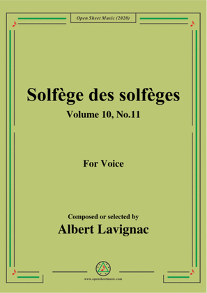 Book cover for Lavignac-Solfège des solfèges,Volume 10,No.11,for Voice