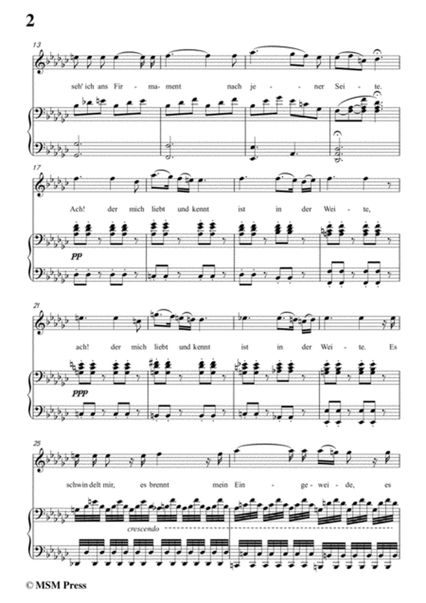 Schubert-Lied der Mignon (earlier Version 2),from 4 Gesänge aus 'Wilhelm Meister',in e flat minor image number null