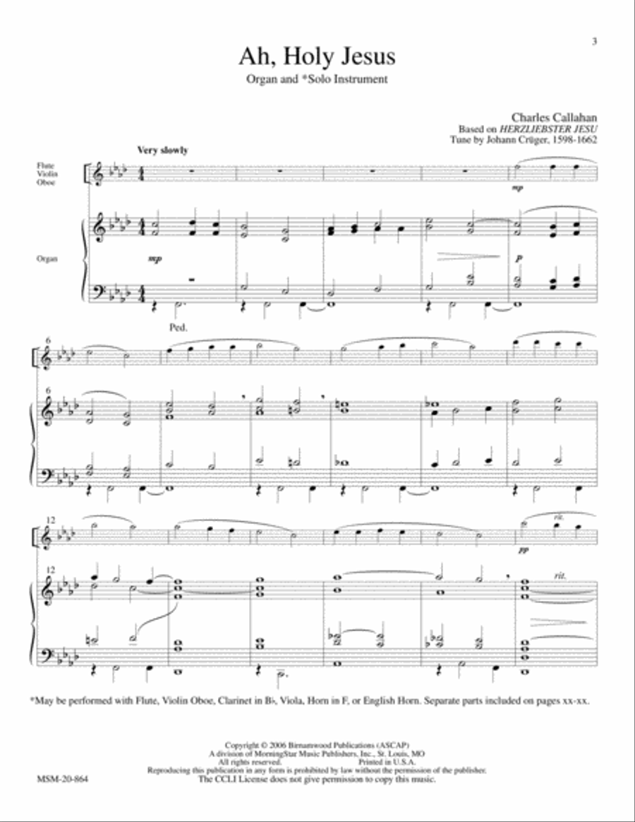 Four Chorale Meditations for Organ and Solo Instrument Organ scores gallery preview page 2