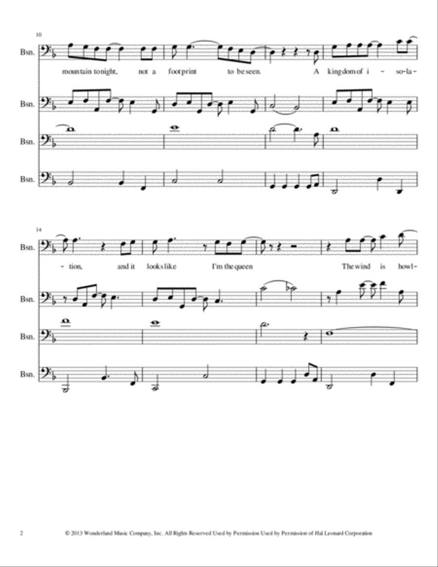 Let It Go (from Frozen) Woodwind Quartet scores gallery preview page 2