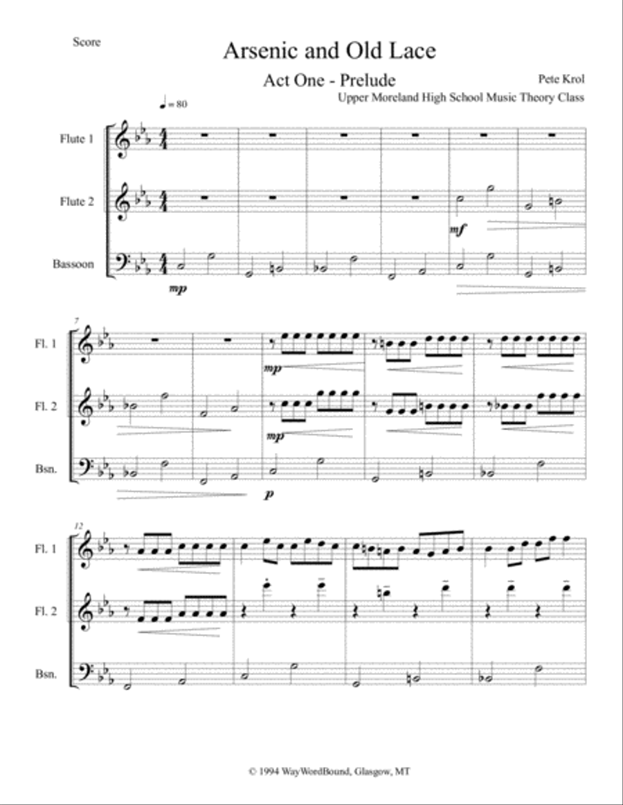 Arsenic and Old Lace - Incidental Music Small Ensemble scores gallery preview page 2