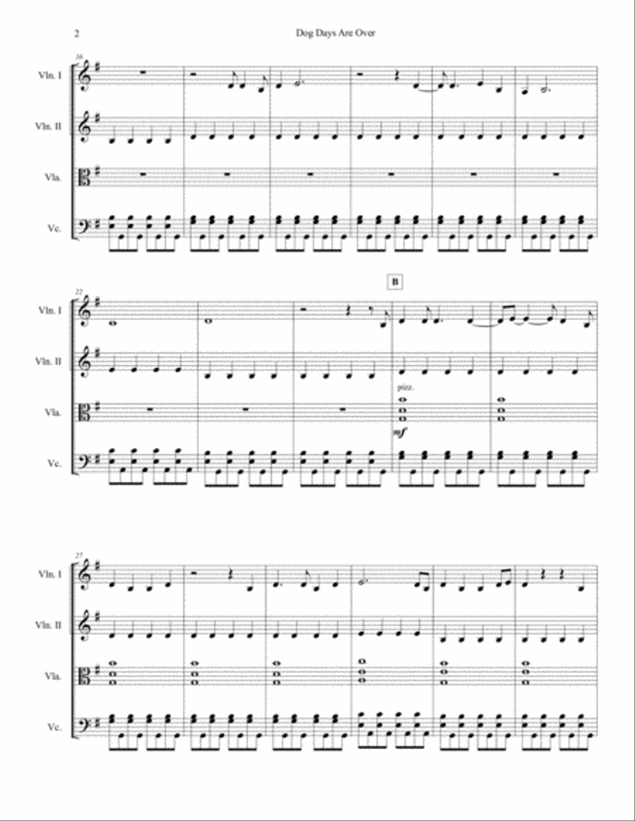 Dog Days Are Over String Quartet scores gallery preview page 2