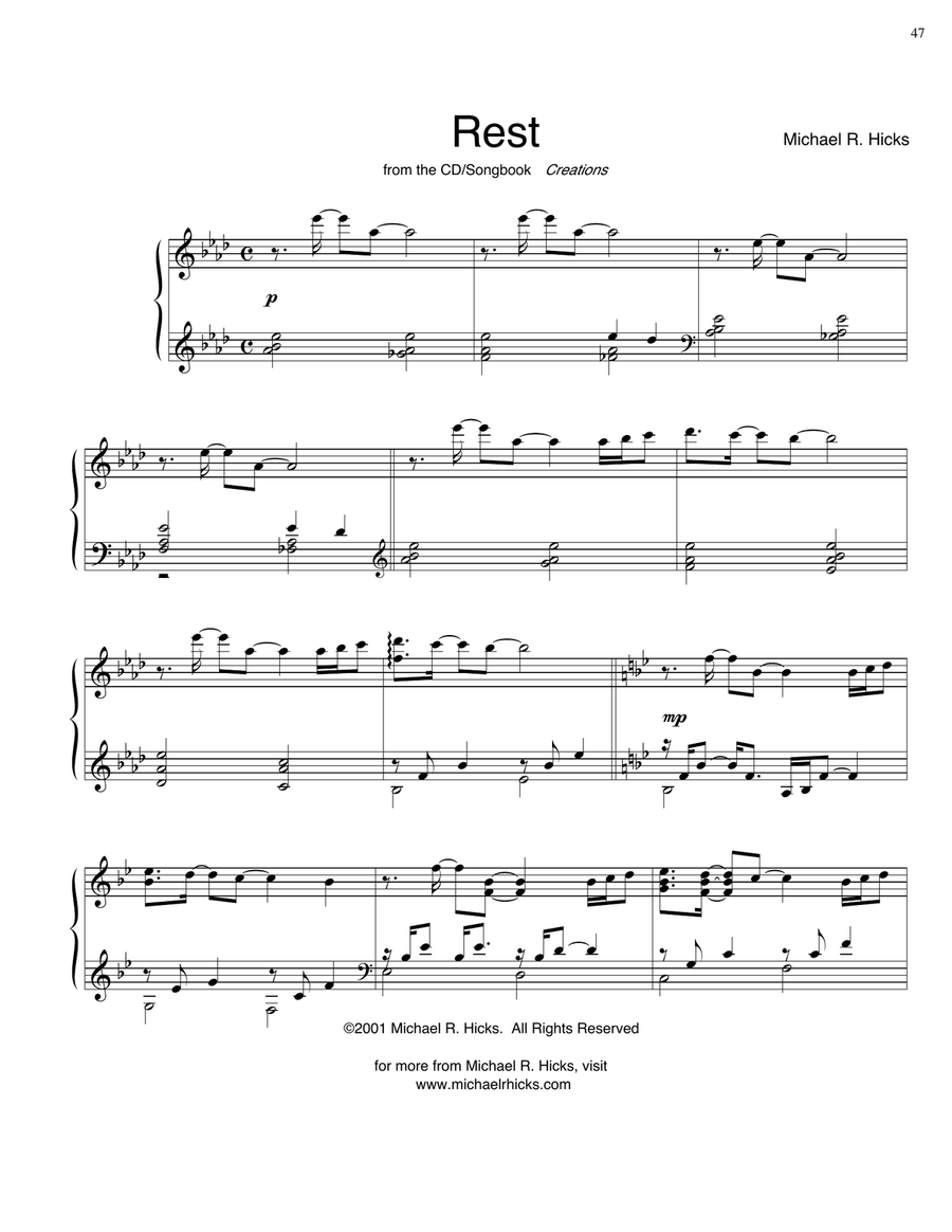 Rest Rest Piano Solo scores gallery preview page 1