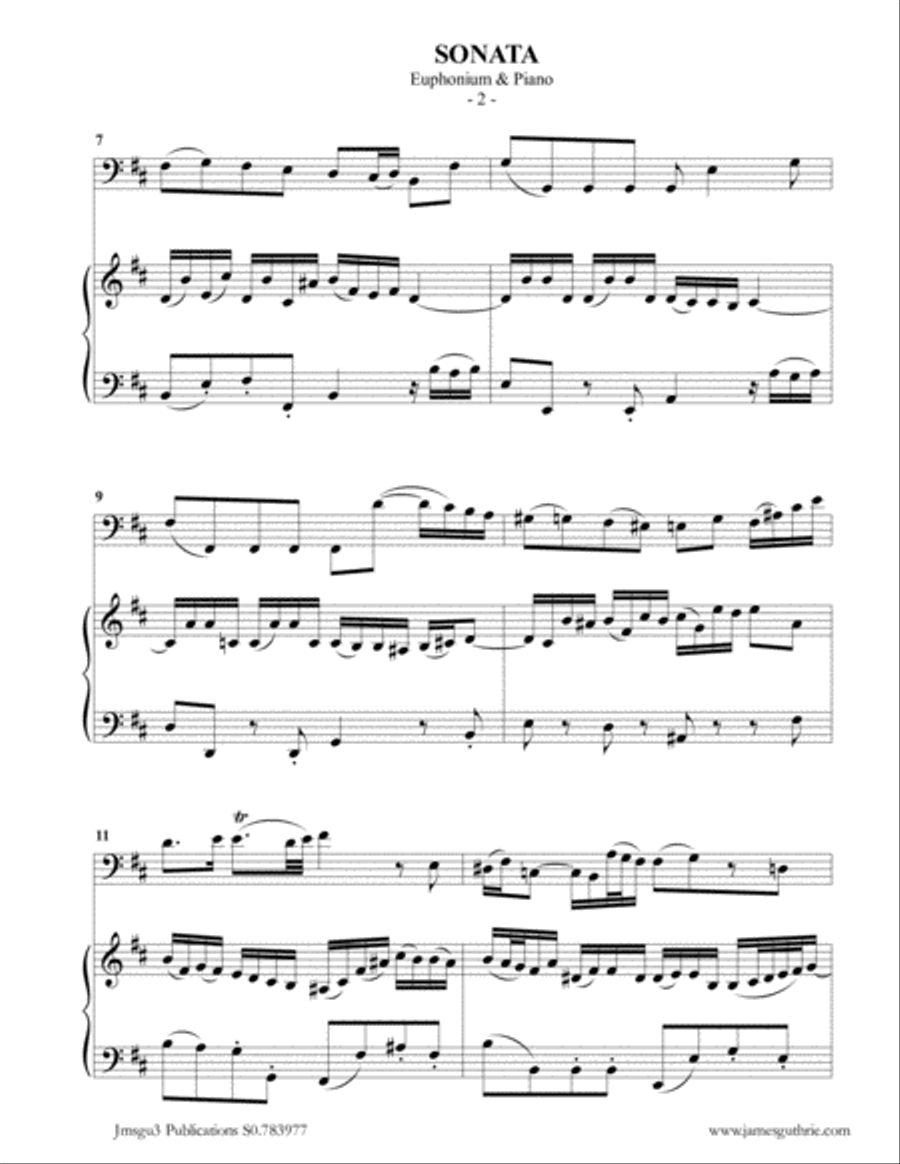 BACH: Sonata BWV 1030 for Euphonium & Piano Brass Duet scores gallery preview page 2