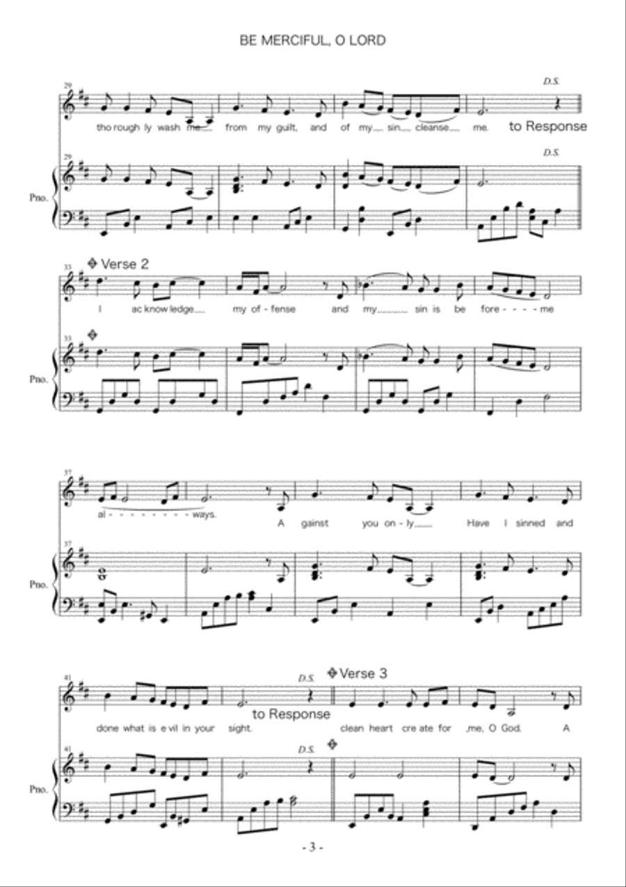 Be Merciful, O Lord (Psalm 51) Ash Wednesday Responsorial Psalm Unison Choir scores gallery preview page 3