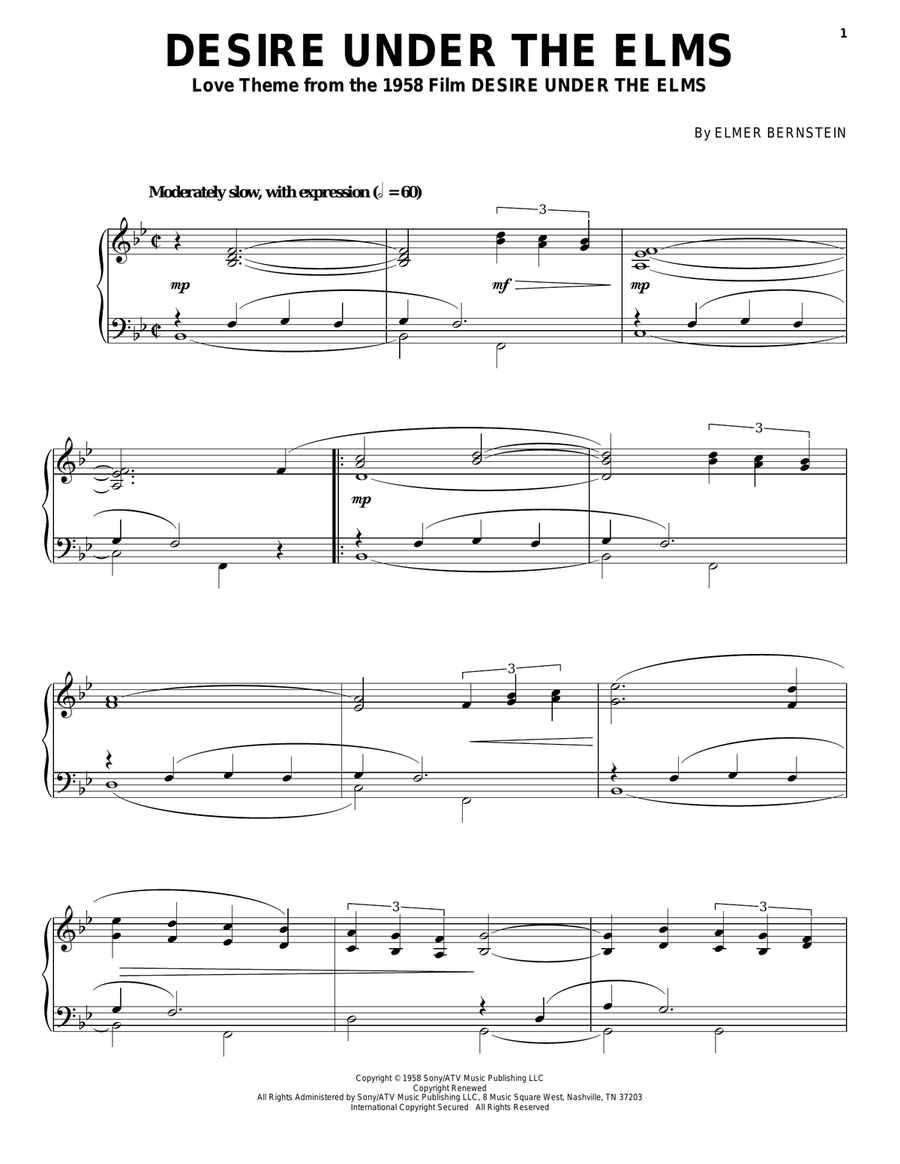 Desire Under The Elms Piano Solo scores gallery preview page 1