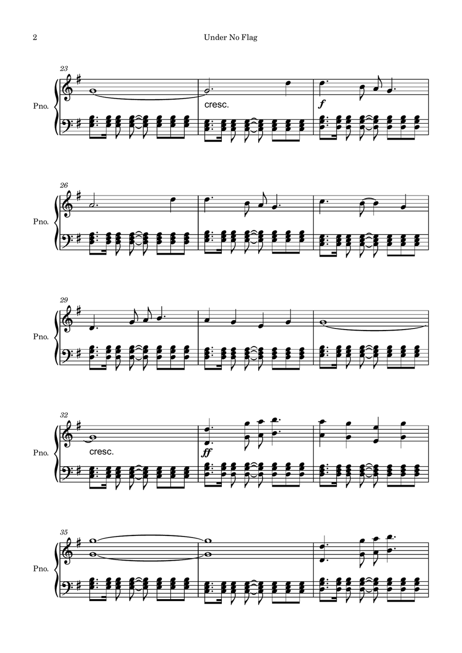 Under No Flag Piano Solo scores gallery preview page 2