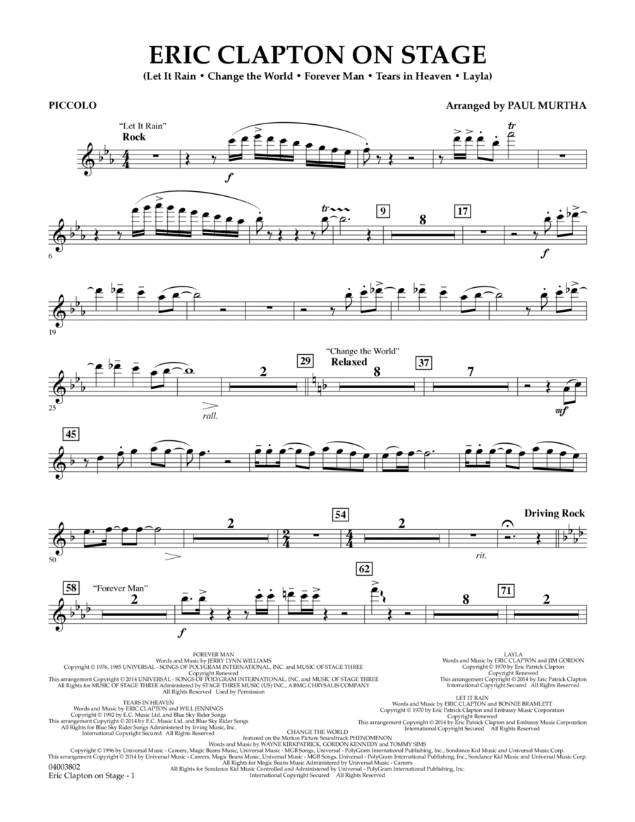 Eric Clapton on Stage - Piccolo Concert Band scores gallery preview page 1