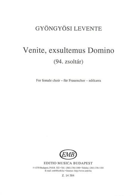Venite, exsultemus Domino (94. zsoltar) für Frau