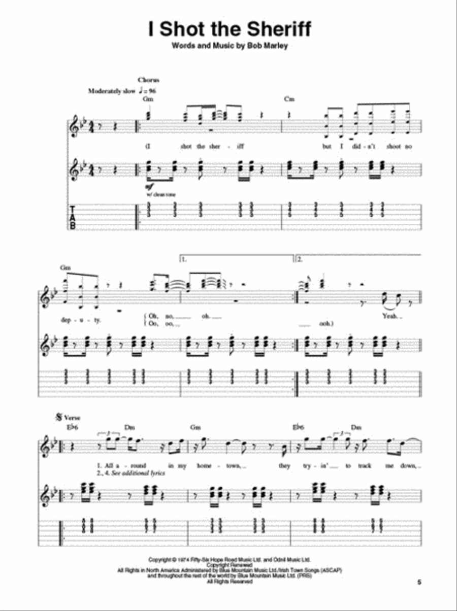 Reggae Guitar Tablature scores gallery preview page 3