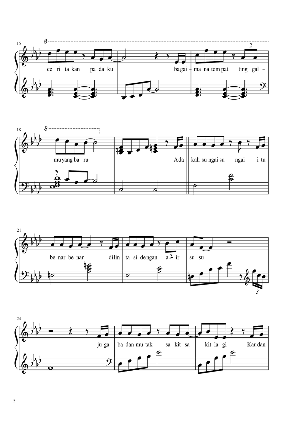 Gala Bunga Matahari Easy Piano scores gallery preview page 2