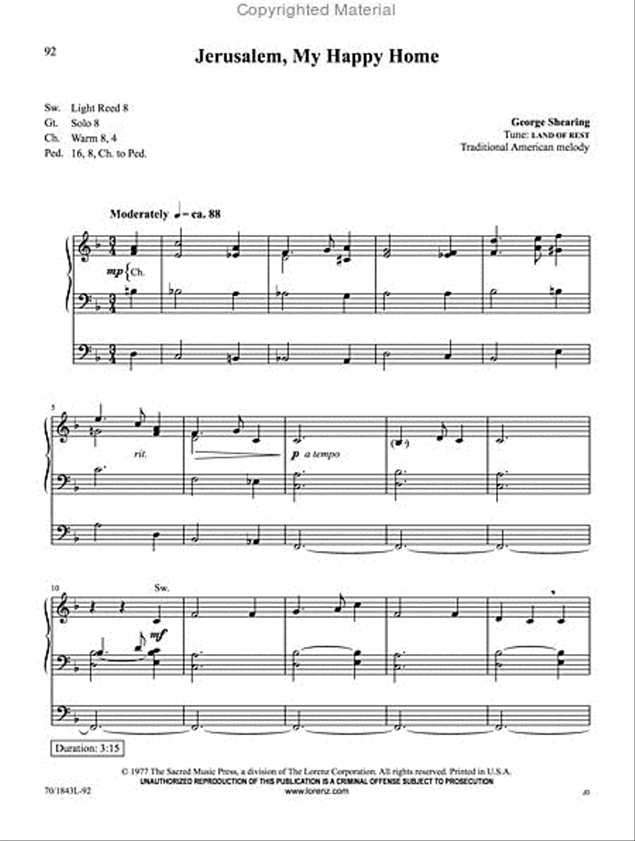 Hymn Tunes A to Z Organ Solo scores gallery preview page 10