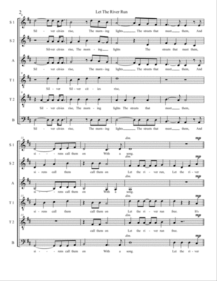 Let The River Run 4-Part scores gallery preview page 2