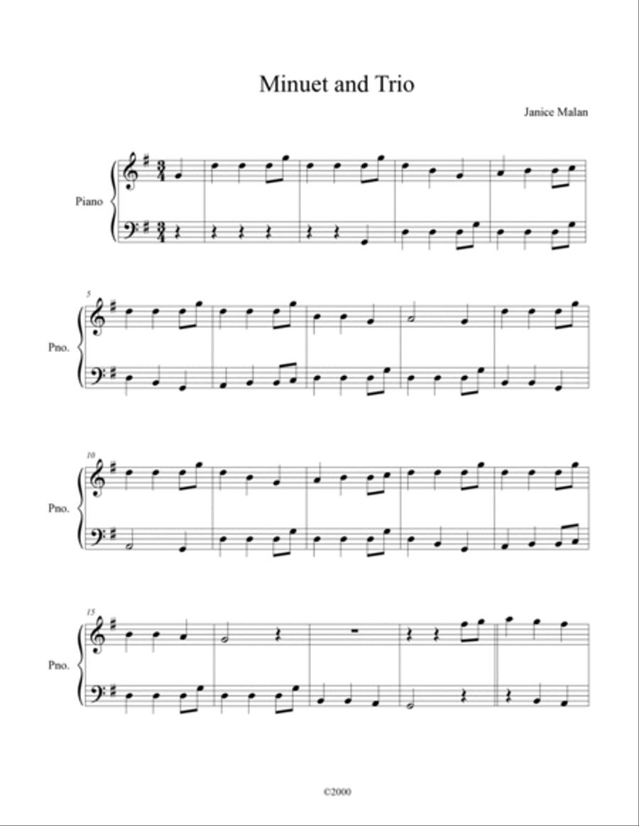 Minuet and trio for piano solo image number null