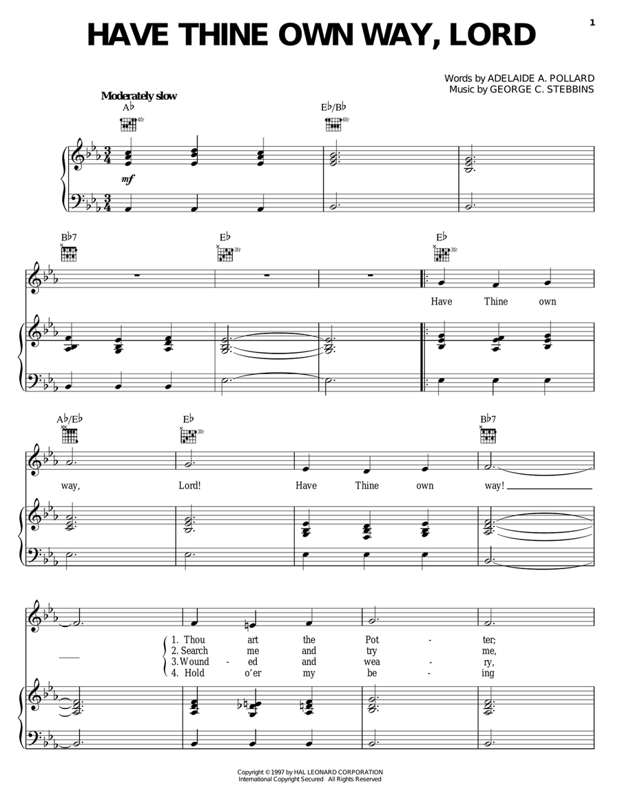 Have Thine Own Way, Lord Piano, Vocal, Guitar scores gallery preview page 1