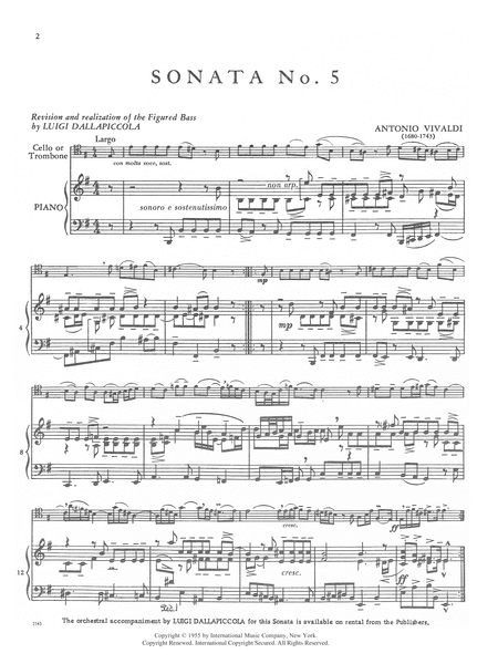 Sonata No. 5 In E Minor, Rv 40