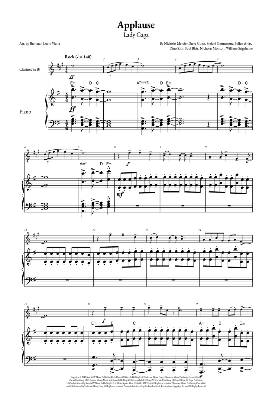 Applause B-Flat Clarinet scores gallery preview page 1