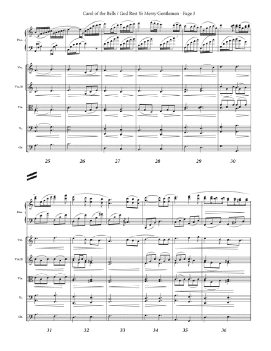 Carol of the Bells / God Rest Ye Merry Gentlemen - Piano & String Orchestra String Orchestra scores gallery preview page 5