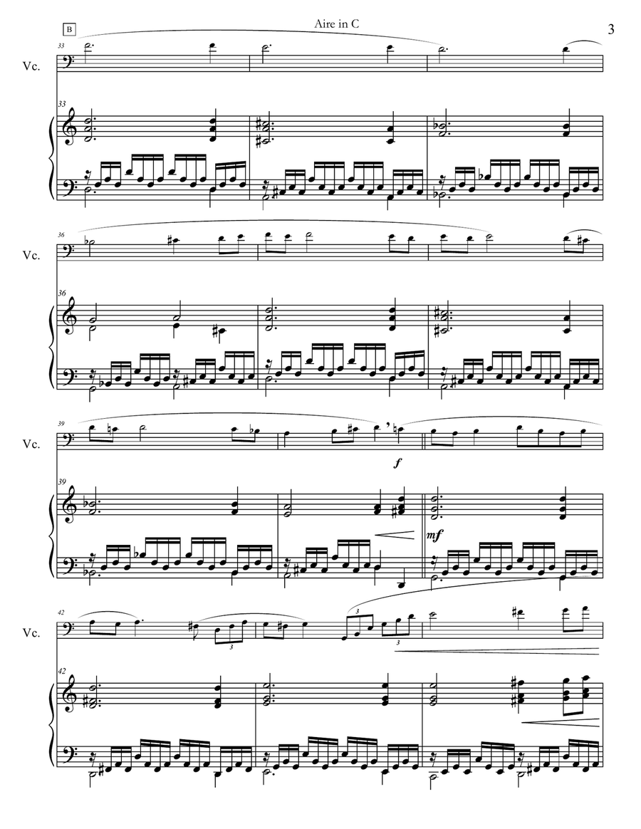 3 Aires for Cello and Piano Piano scores gallery preview page 3