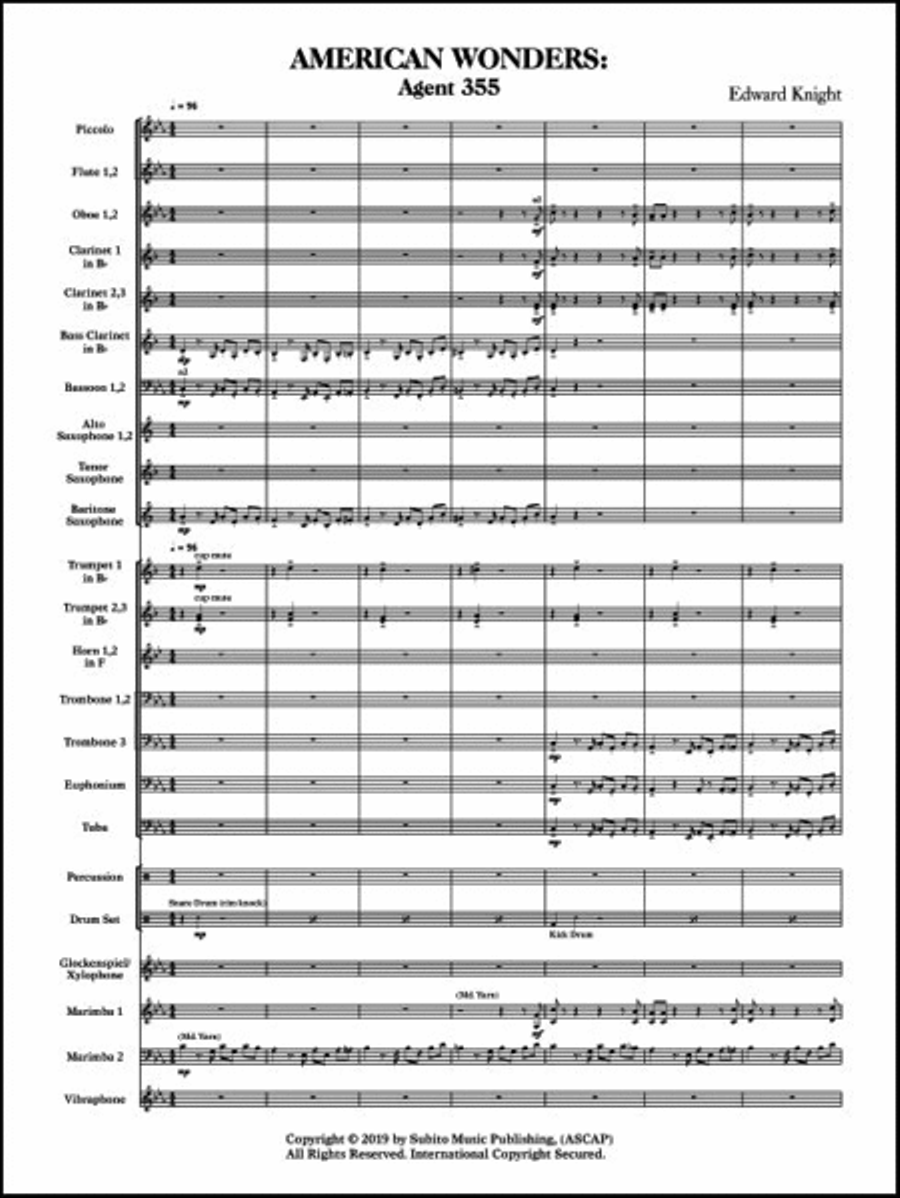 American Wonders: Agent 355 Concert Band scores gallery preview page 5