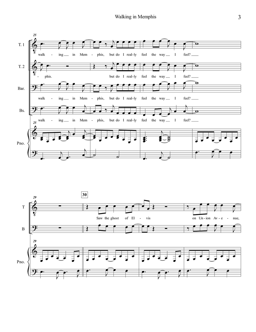 Walking In Memphis TTBB scores gallery preview page 3