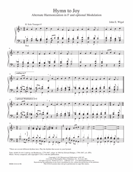 Hymn to Joy (Harmonization in F and G and Modulation)