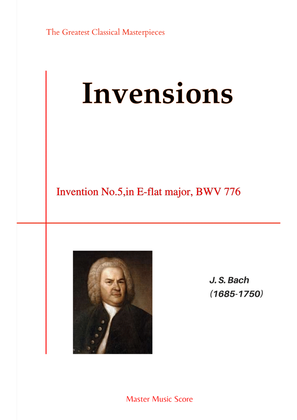 Book cover for Bach-Invention No.5,in E-flat major, BWV 776.(Piano)