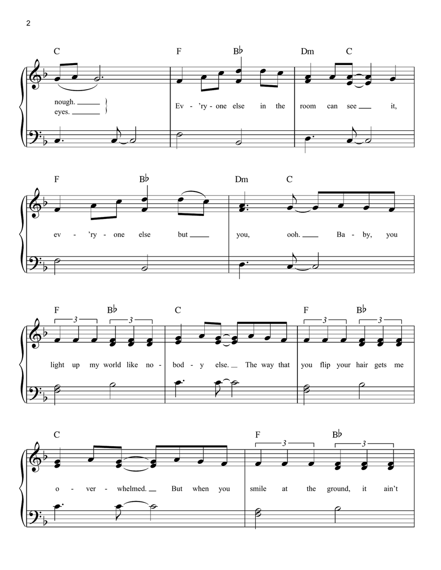 What Makes You Beautiful Easy Piano scores gallery preview page 2