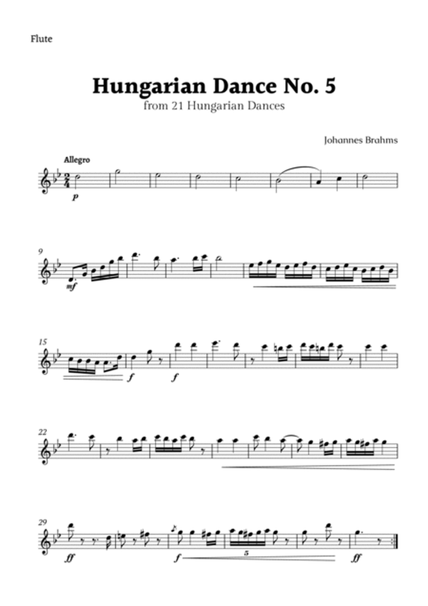 Hungarian Dance No. 5 by Brahms for Woodwinds Quartet and Piano image number null