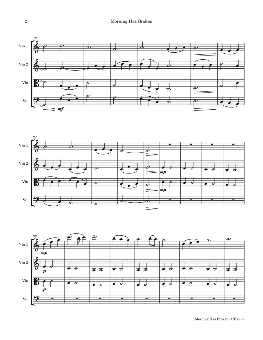 Morning Has Broken String Quartet scores gallery preview page 4