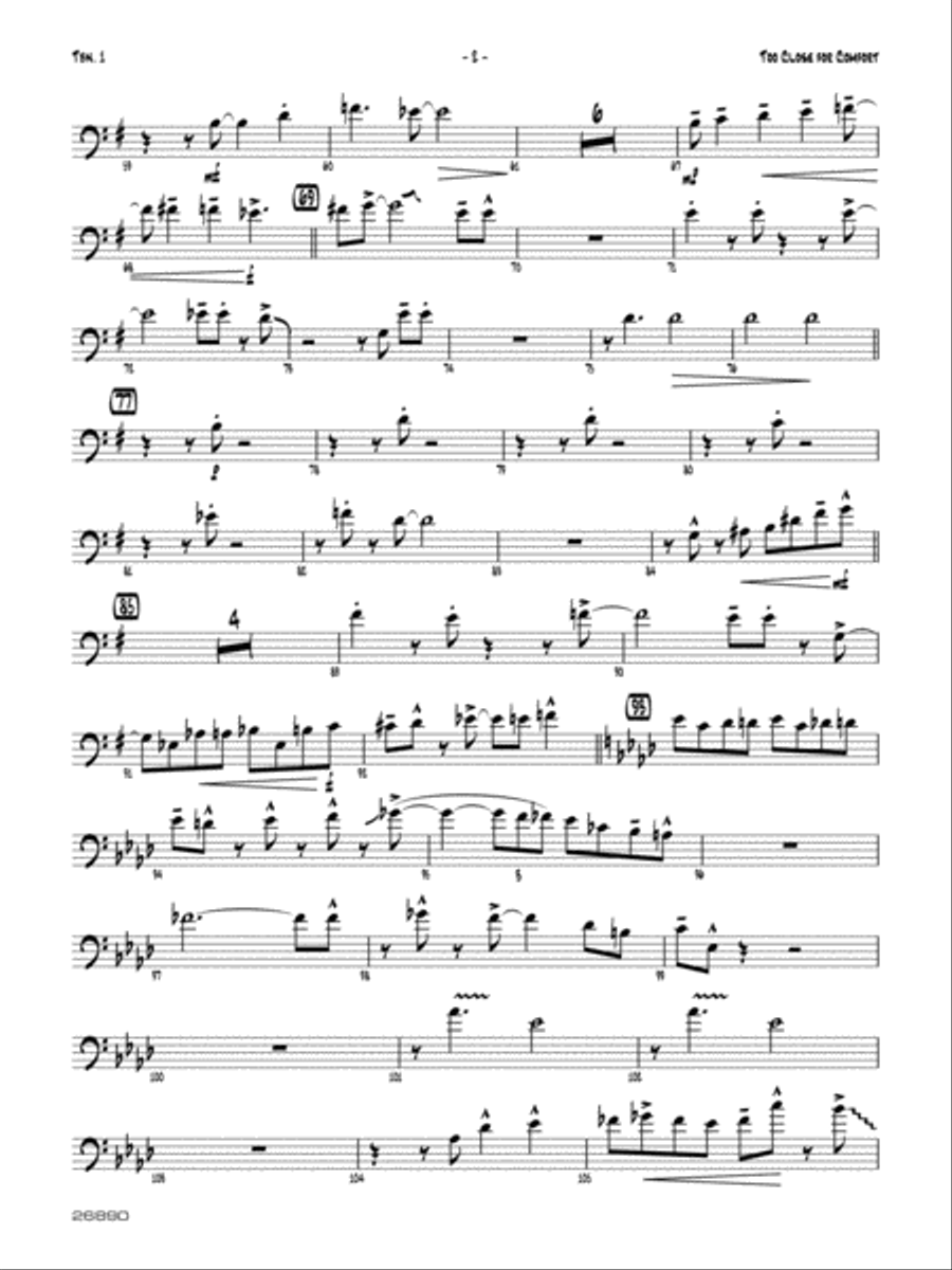 Too Close for Comfort: 1st Trombone Jazz Ensemble scores gallery preview page 2