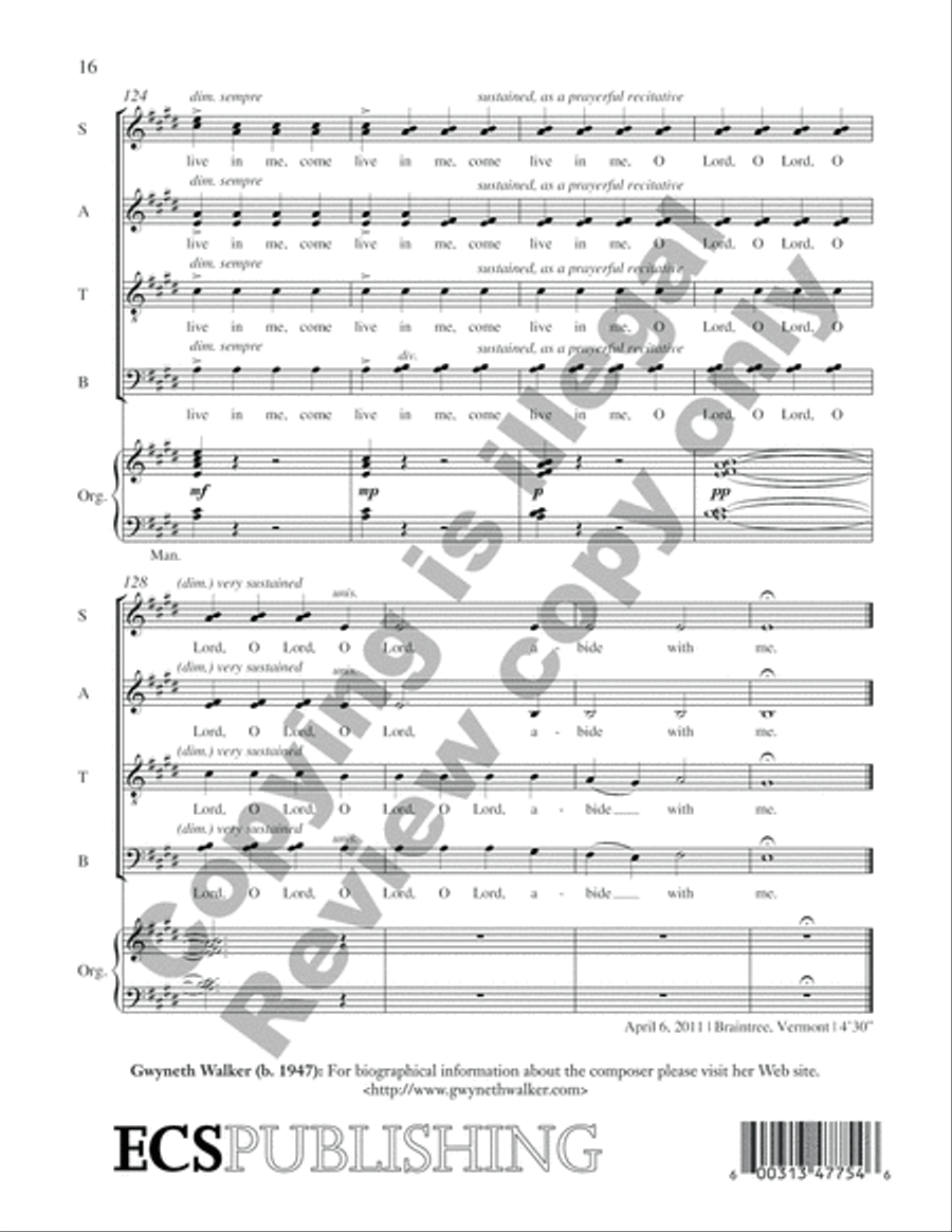 Songs of Faith: 5. Abide With Me 4-Part scores gallery preview page 16
