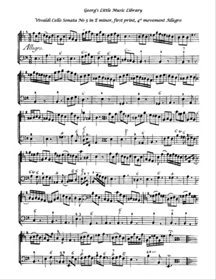 Vivaldi Cello Sonata No 5 E minor arr. for cello & guitar String Duet scores gallery preview page 6