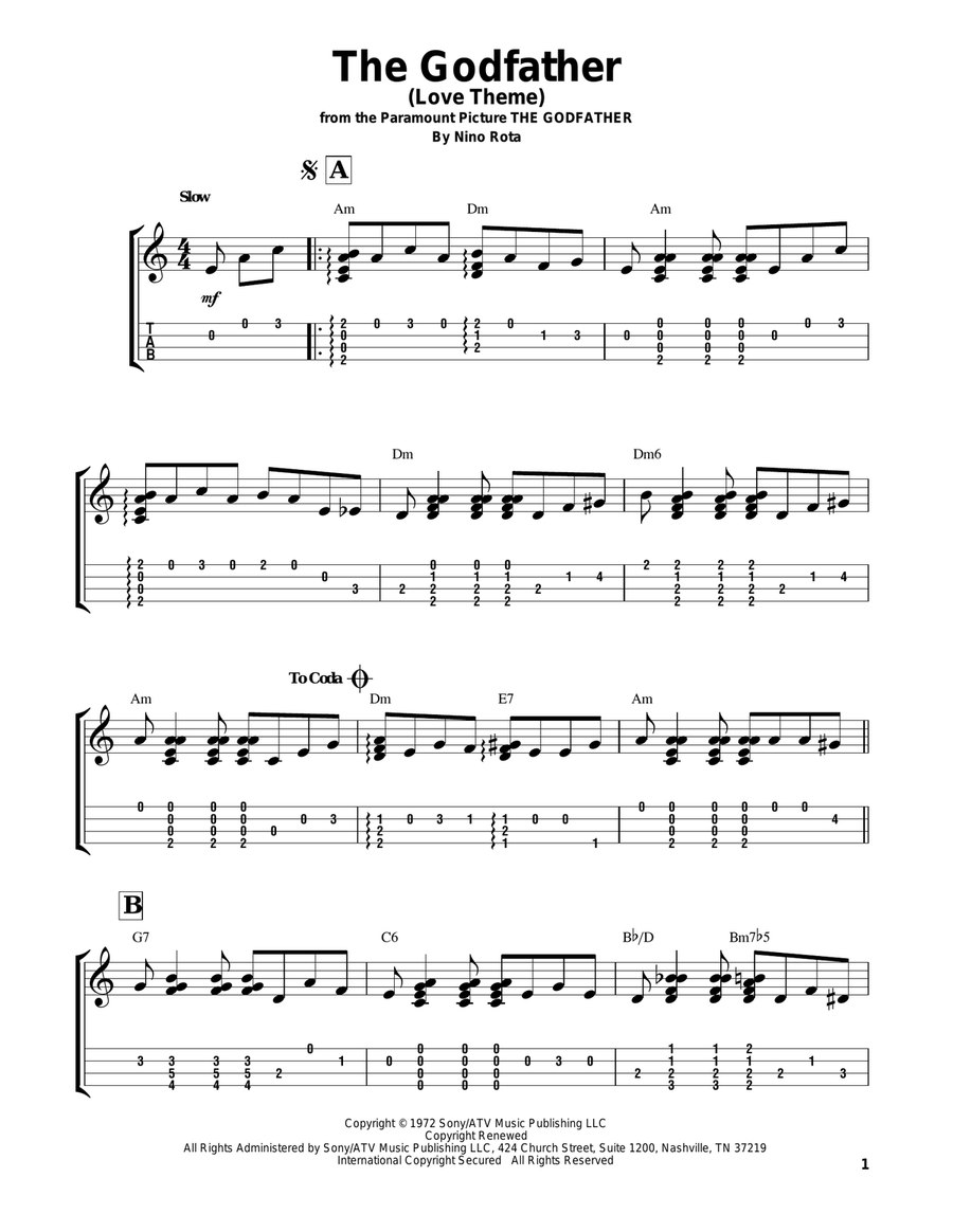 The Godfather (Love Theme) Ukulele scores gallery preview page 1
