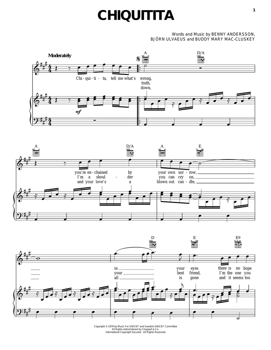 Chiquitita Chiquitita Acoustic Guitar scores gallery preview page 1