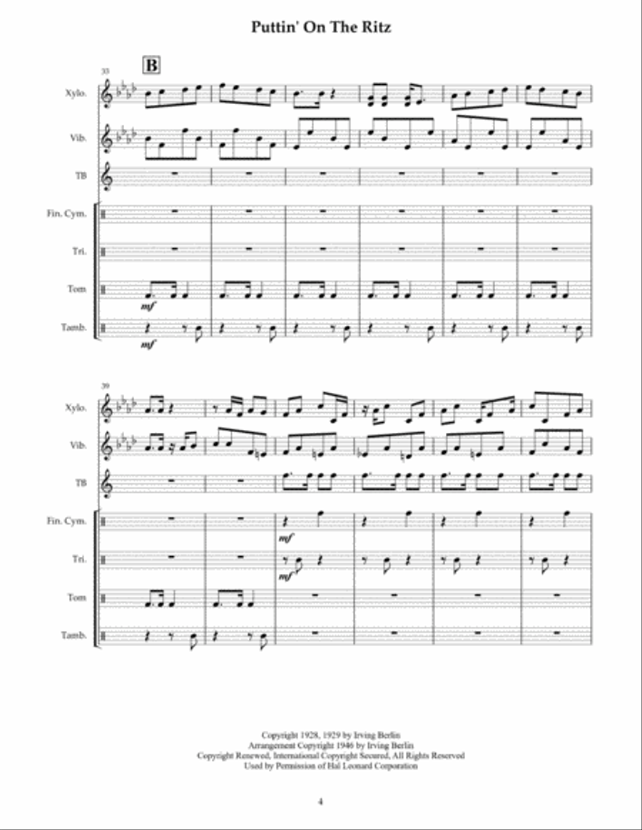 Puttin' On The Ritz Percussion Ensemble scores gallery preview page 6