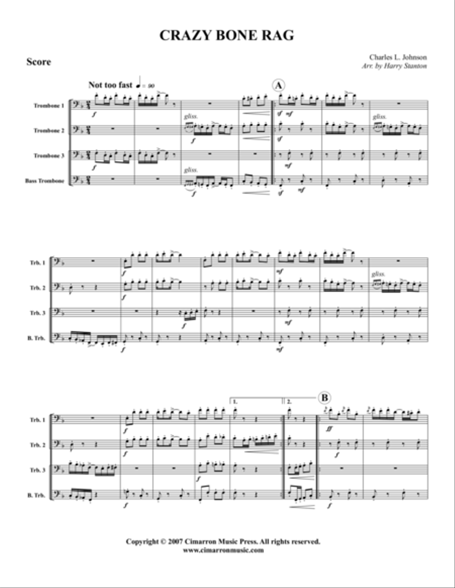 Crazy Bone Rag Trombone Quartet scores gallery preview page 1