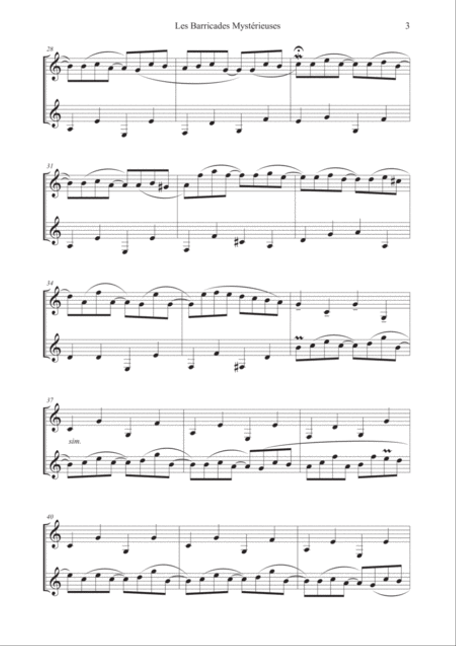 Les Barricades Mystérieuses for two clarinets Clarinet Duet scores gallery preview page 4