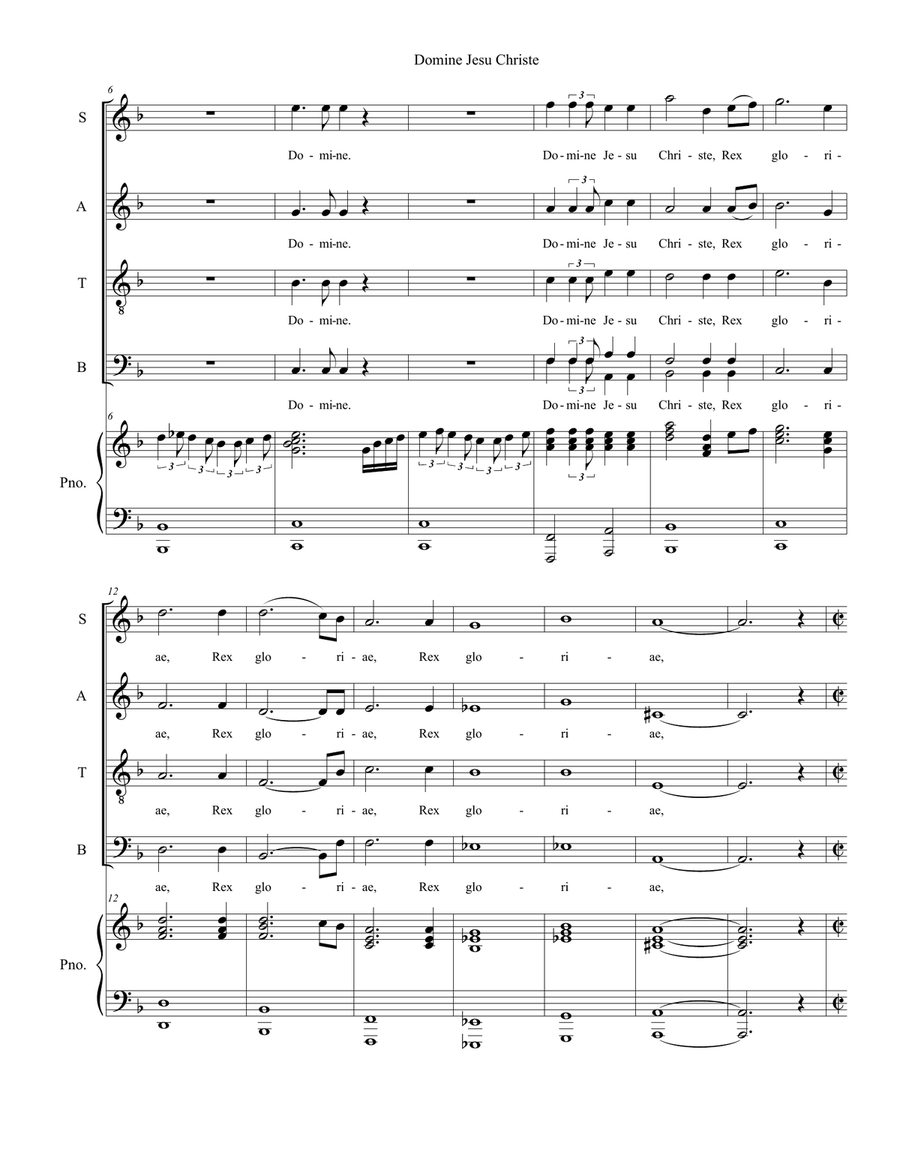 Domine Jesu Christe (from "Requiem Mass" - Piano/Vocal Score) image number null