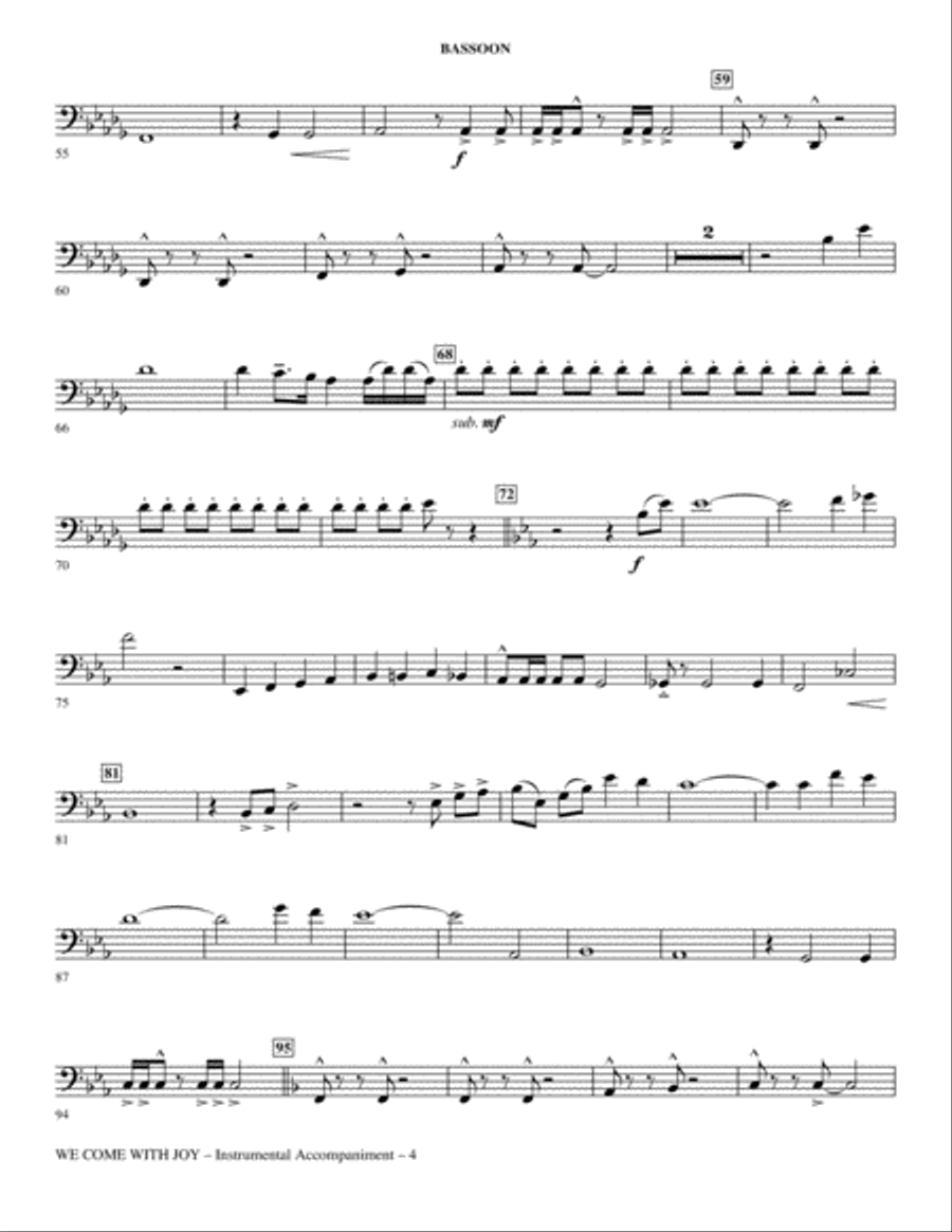 We Come With Joy Orchestration - Bassoon Choir scores gallery preview page 4