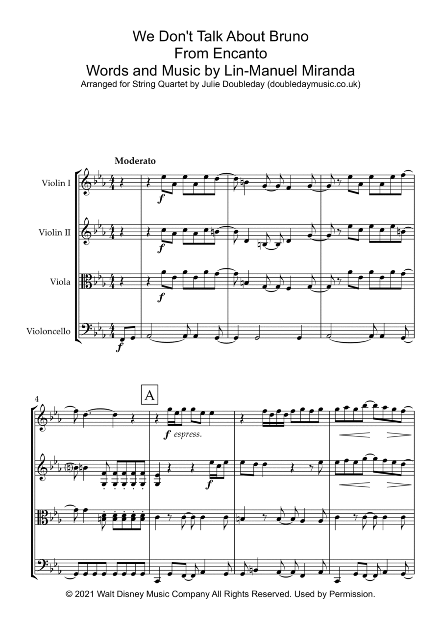 We Don't Talk About Bruno String Quartet scores gallery preview page 1
