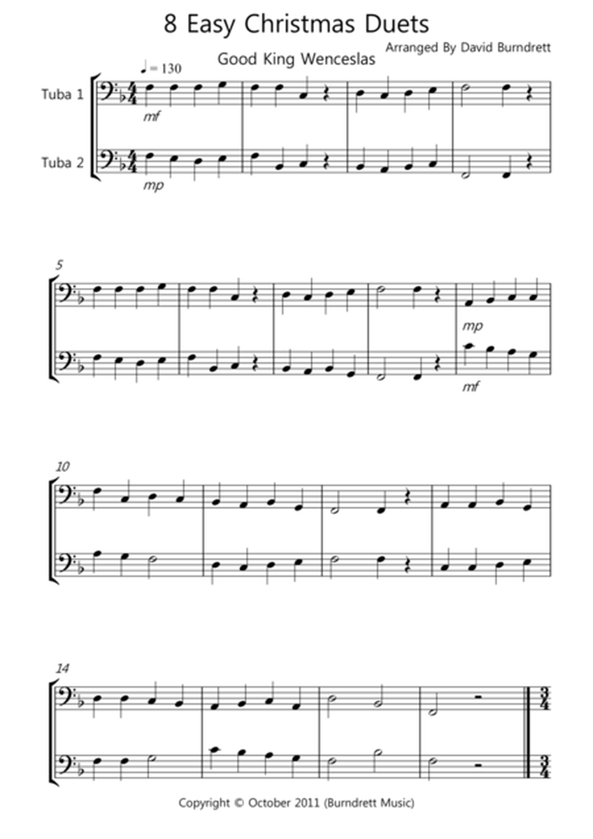 8 Easy Christmas Duets for Tuba image number null