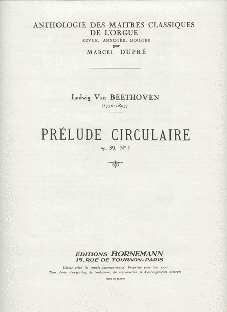Prelude Circulaire Op.39, No.1 (maitres Classiques No.4) (organ)