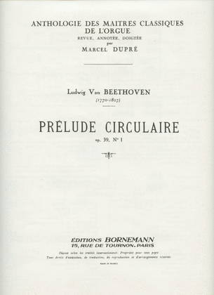 Book cover for Prelude Circulaire Op.39, No.1 (maitres Classiques No.4) (organ)