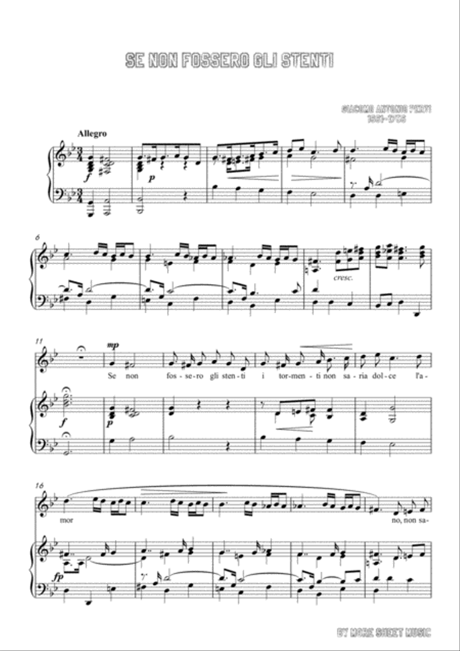 Perti-Se non fossero gli stenti in g minor,for Voice and Piano Voice Solo scores gallery preview page 3
