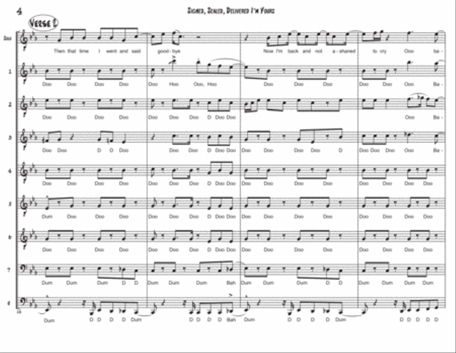 Signed, Sealed, Delivered I'm Yours TTBB scores gallery preview page 5